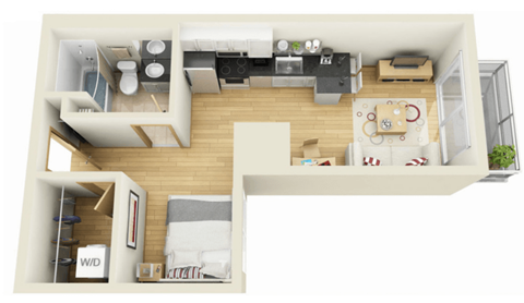 Floor plan for studio, 477 sqft